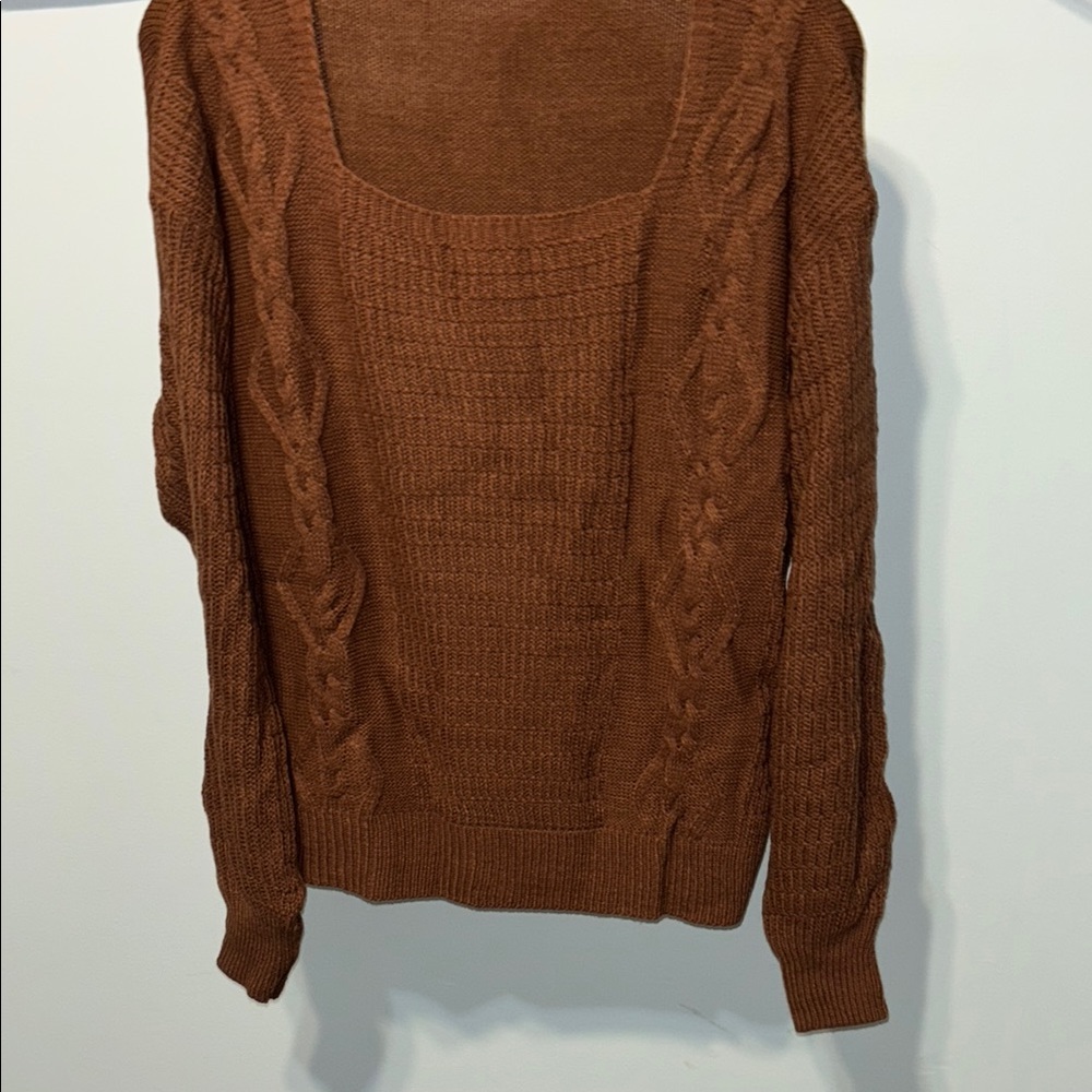 Women's Cable Knit Sweater - Brown